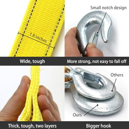 Heavy Duty Tow Strap with Safety Hooks