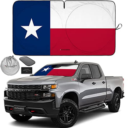 1 Piece Windshield Sun Shade American Texas Flag USA Patriotic Design