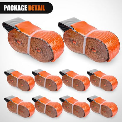 Truck Straps 4”×30’ Heavy Duty 16800LBS Break Strength 10 Pack (10 Count)