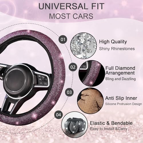 Bling Car Floor Mats Full Set and Steering Wheel Cover