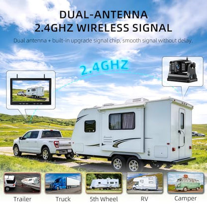 Magnetic Wireless Backup Camera Kit with HD1080P 10” DVR Monitor (2 Count)