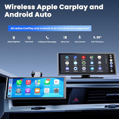 9.26" Wireless Portable Car Play Screen for CarPlay & Android Auto
