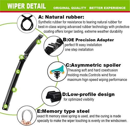 Front Wiper Blades 26"+26" Replacement for VW Touareg 2004