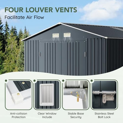 10 x 12 FT Metal Storage Shed for Backyard Nightblue