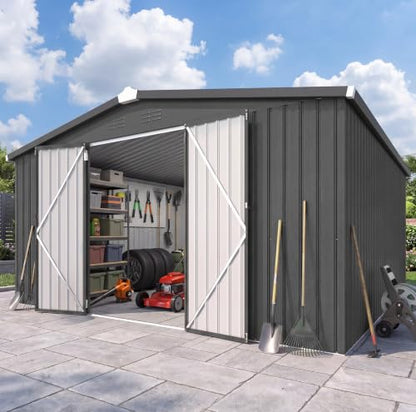 12' x 12' Waterproof Metal Garden Tool Shed