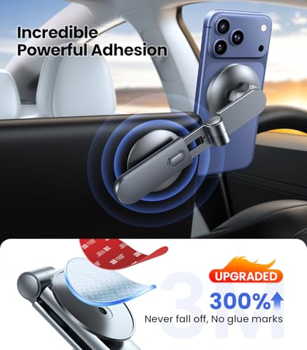 Tesla Phone Mount【Strongest Magnet Power】 Foldable Hidden Tesla Phone Holder Fit for All Phones