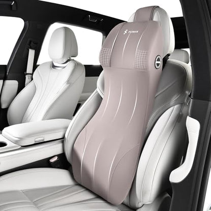Lumbar Support Pillow and Car Neck Pillow Memory Foam Integrated Lumbar Support Cushion with Headrest Pillow Ergonomic Car Seat Back Support for Head Waist Support Sciatica Pain Relief