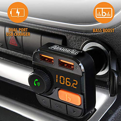Digital Lifestyle Accessories Armor All Wireless Bluetooth FM Transmitter with Dual Port USB Charging