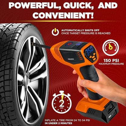 Bullseye Pro Cordless Tire Inflator Portable Air Compressor 150 PSI