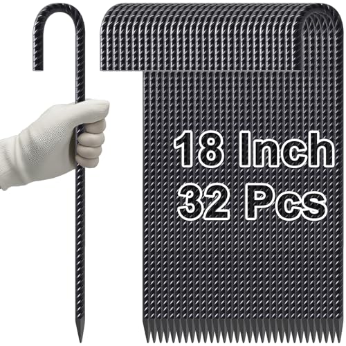 Rebar Stakes 18 Inch J Hook Heavy Duty (32 Count)