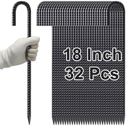 Rebar Stakes 18 Inch J Hook Heavy Duty (32 Count)