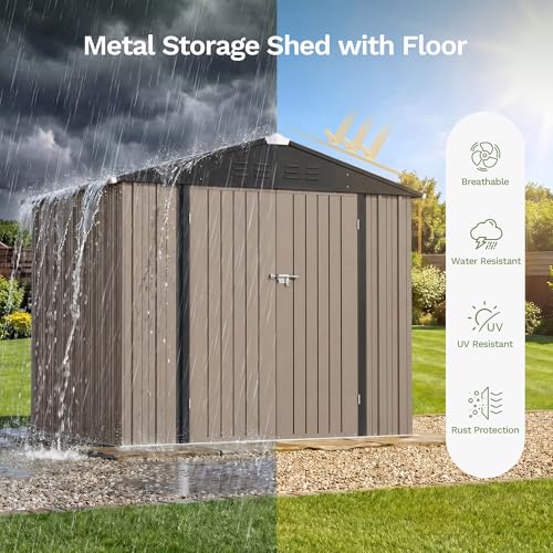8x6 FT Outdoor Storage Shed with Floor Frame