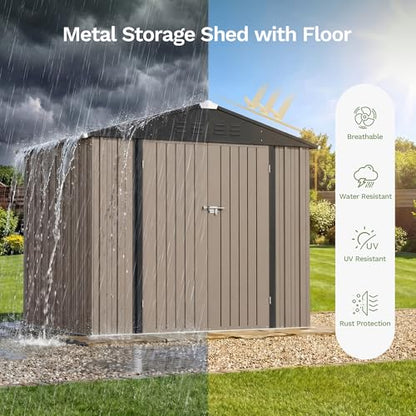 8x6 FT Outdoor Storage Shed with Floor Frame