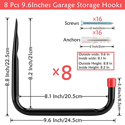 8 Pack Wall Mount Storage Hooks (8 Count)