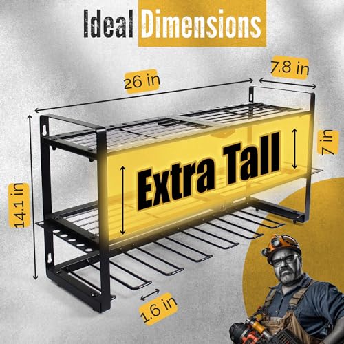 3 Shelf 7 Drill Holder Power Tool Organizer Wall Mount