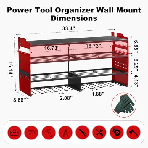 Large Power Tool Organizer Wall Mount Red