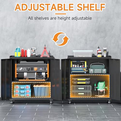 34" Metal Garage Storage Cabinet with Wheels