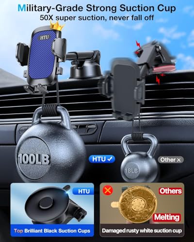 Car Phone Holder【2026 Upgraded 100+LBS Suction & Safety Cert】 Cell Phone Car Mount for Truck Heavy Duty Phone Holder for Dashboard
