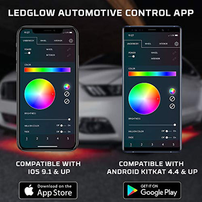 Bluetooth 4pc Million Color LED Car Underglow Lighting Kit