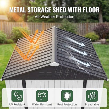 6x4 FT Outdoor Storage Shed with Floor Frame