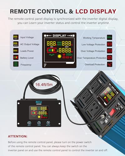 Power Inverter 2500 Watt Pure Sine Wave 12V DC to 110V