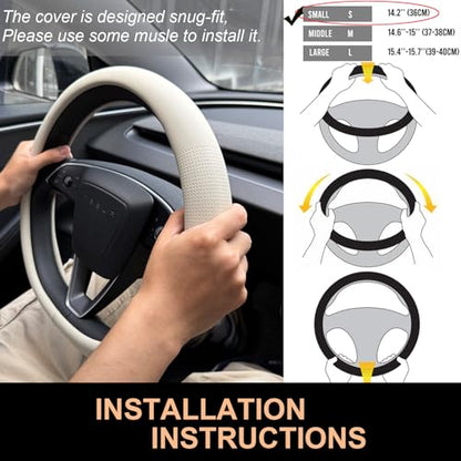 Nappa Leather Steering Wheel Cover for Tesla Model Y