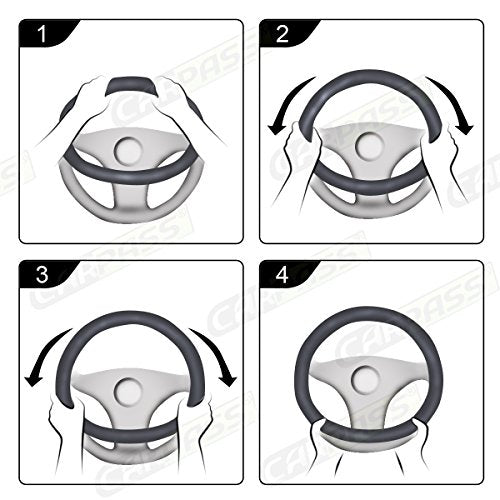 Line Rider Microfiber Leather Sporty Steering Wheel Cover Universal Fits for 95% Truck