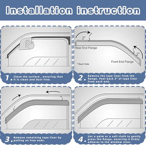 Window Visors Rain Guards Compatible with 2017 (4 Count)