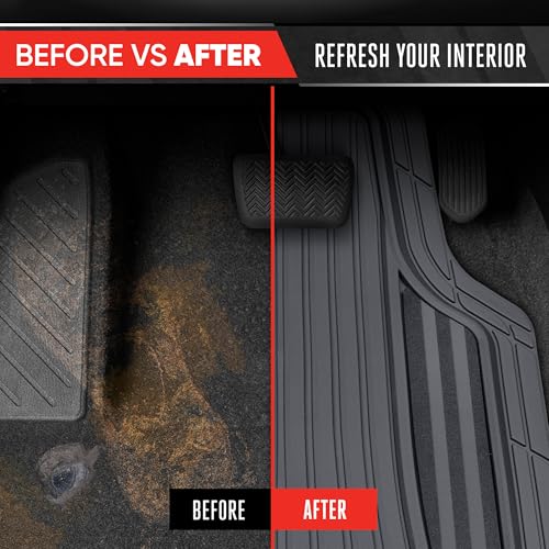 MotorTrend Black Flag Rubber Floor Mats