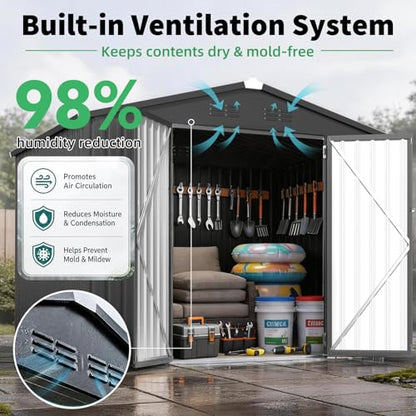 6' x 8' Outdoor Metal Storage Shed