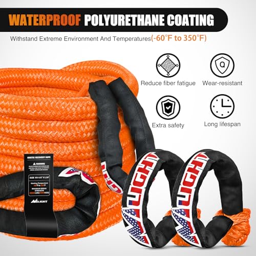 Kinetic Recovery Rope Kit with Soft Shackle Towing Strap