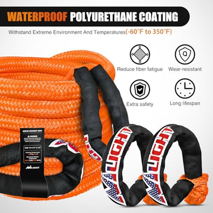 Kinetic Recovery Rope Kit with Soft Shackle Towing Strap