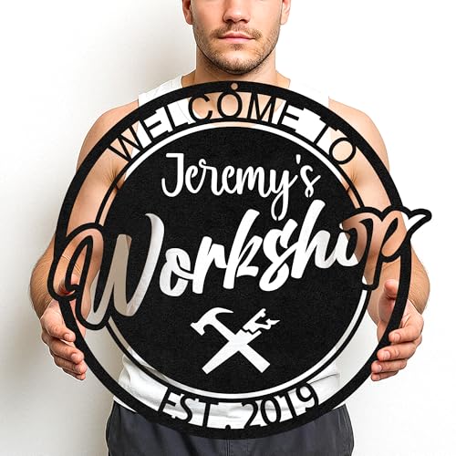 Custom Garage Workshop Metal Sign Personalized Tool Name Wall Art for Car Truck Mechanic Shop Decor Durable Steel Sign for Dad Husband Men’s Auto Workspace or Fence