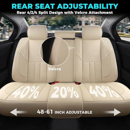 Universal Car Seat Covers for SUVs Sedans Trucks Beige (5 Count)
