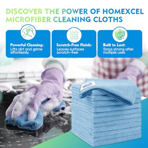 Blue Microfiber Cleaning Cloth 12 Pack (12 Count)