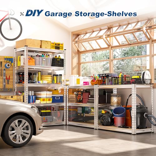 Storage Shelves 2020LBS Garage Shelving Heavy Duty Metal Shelving Adjustable 5 Tier Pantry Shelves for Garage Closet Kitchen Basement 28" W x 12" D x 59.8" H (3 Count)
