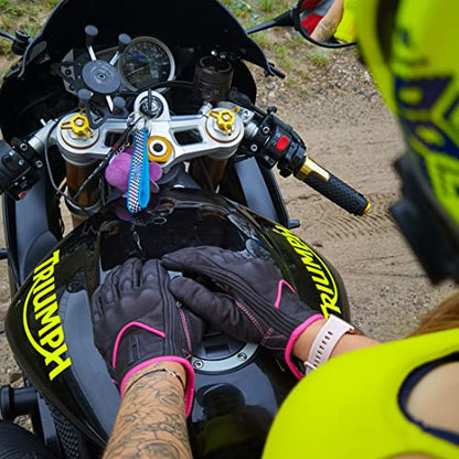 Ladies Full Finger Touch Motorcycle Gloves GL016 PINKBlack XS