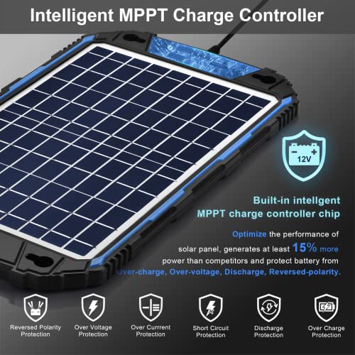 Waterproof 10W 12V Solar Battery Charger & Maintainer Pro