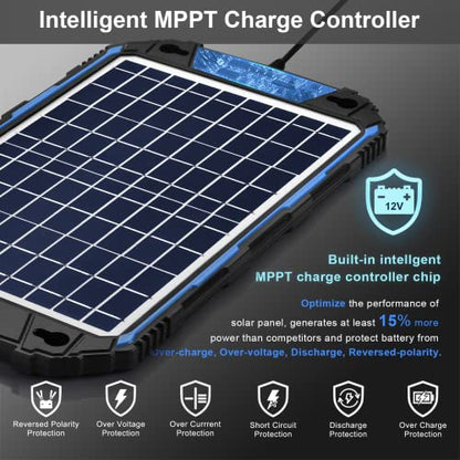 Waterproof 10W 12V Solar Battery Charger & Maintainer Pro