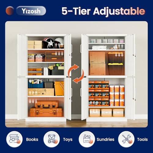 Metal Storage Locking Cabinet with 4 Doors and 2 Adjustable Shelves