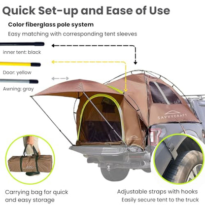 Full Size Truck Bed Tent 6.4'