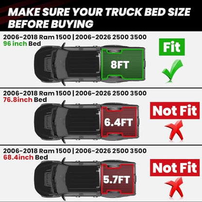 8FT Truck Bed Mat for RAM 1500