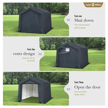 Storage Shed 8x12 ft Portable Garage Heavy Duty Carport