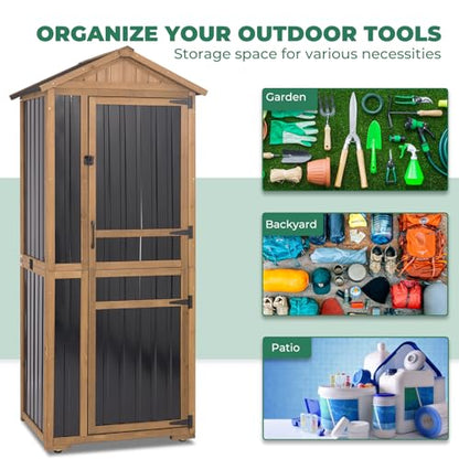 Large Outdoor Storage Cabinet with 4 Shelves