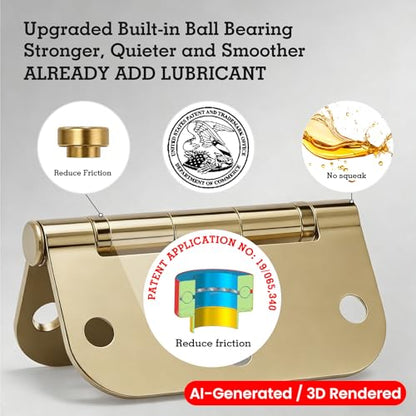 Rounded Door Hinges Polished Brass 3.5 Inch 5 (24 Count)