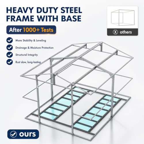 10x12 FT Metal Storage Shed with Base Frame Kit