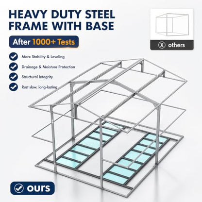10x12 FT Metal Storage Shed with Base Frame Kit