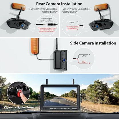 3 Camera Wireless RV Backup Camera System with 7 (4 Count)