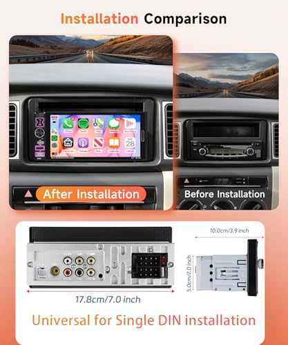 6.9 inch Single Din Car Stereo Wired Carplay Android Auto