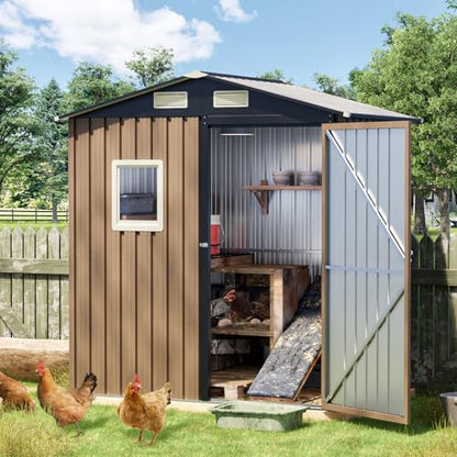 6x4 FT Outdoor Metal Storage Shed with Floor Frame